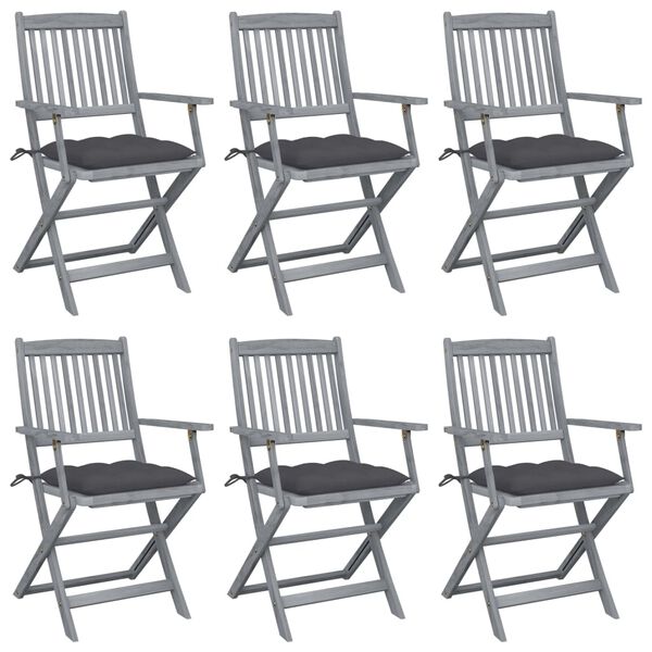 vidaXL Chaises pliables d'ext&eacute;rieur lot de 6 et coussins Bois d'acacia
