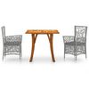 vidaXL Ensemble &agrave; manger de jardin 3 pcs Gris