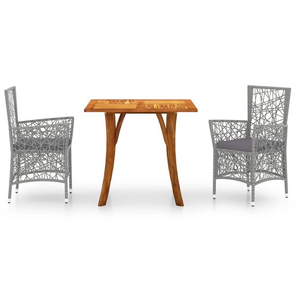 vidaXL Ensemble &agrave; manger de jardin 3 pcs Gris