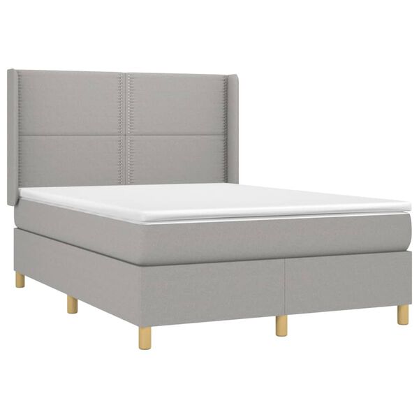 vidaXL Sommier &agrave; lattes de lit avec matelas Gris clair 140x200cm Tissu