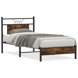 vidaXL Cadre de lit sans matelas ch&ecirc;ne fum&eacute; 75x190cm bois d'ing&eacute;nierie