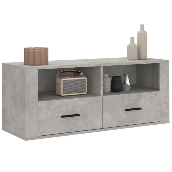 vidaXL Meuble TV Gris béton 100x35x40 cm Bois d'ingénierie