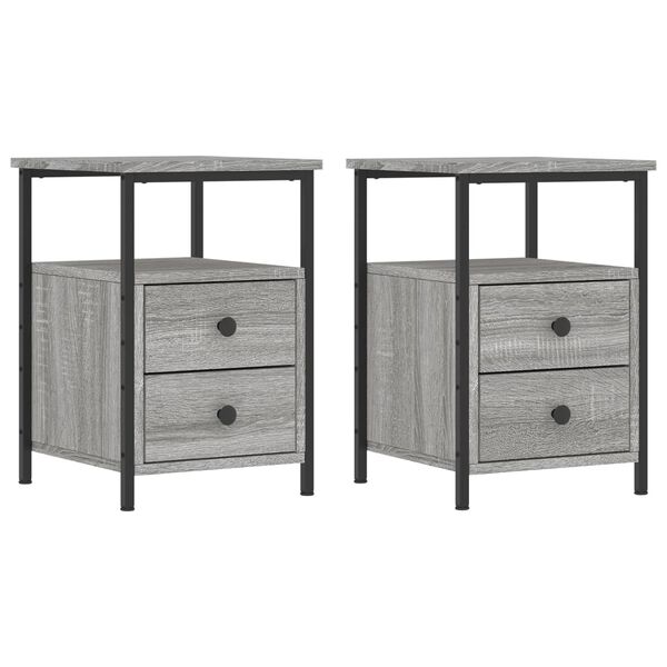 vidaXL Tables de chevet 2 pcs sonoma gris 34x35,5x50cm bois ingénierie