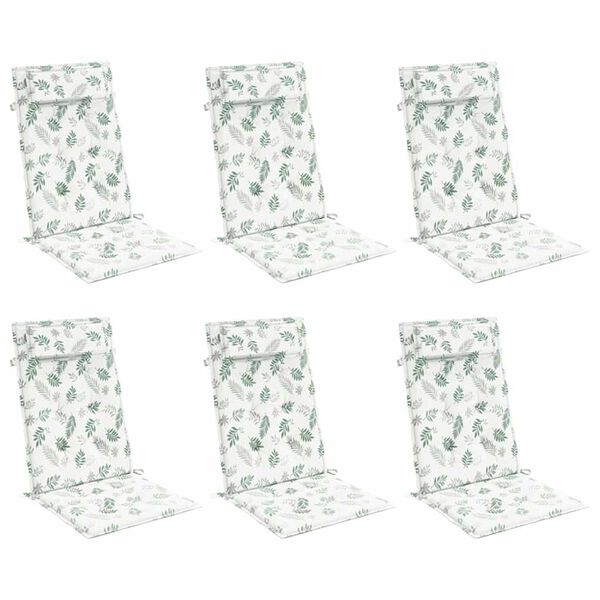 vidaXL Coussins de chaise à dossier haut lot de 6 modèle de feuille