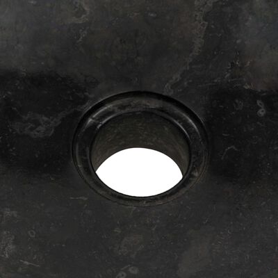 vidaXL Armoire de toilette en teck solide avec lavabo en marbre Noir