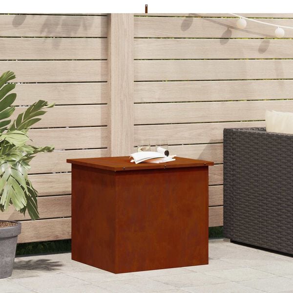 vidaXL Bo&icirc;te de Rangement Ext&eacute;rieure Rouill&eacute; 55 x 50,5 x 50 cm Acier