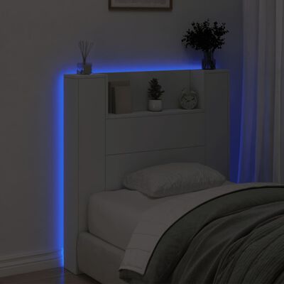 vidaXL Armoire tête de lit avec LED blanc 100x16,5x103,5 cm