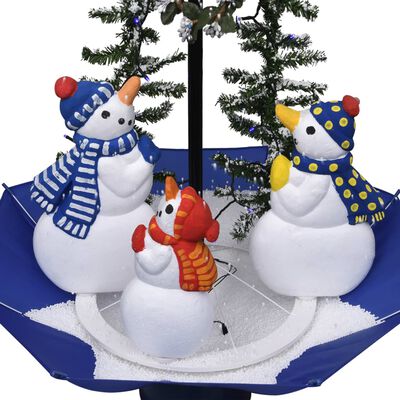 vidaXL Arbre de Noël neigeux avec base de parapluie Bleu 75 cm PVC