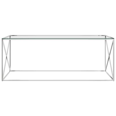 vidaXL Table basse Argenté 120x60x45 cm Acier inoxydable et verre