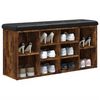 vidaXL Banc &agrave; chaussures ch&ecirc;ne fum&eacute; 102x32x50 cm bois d'ing&eacute;nierie