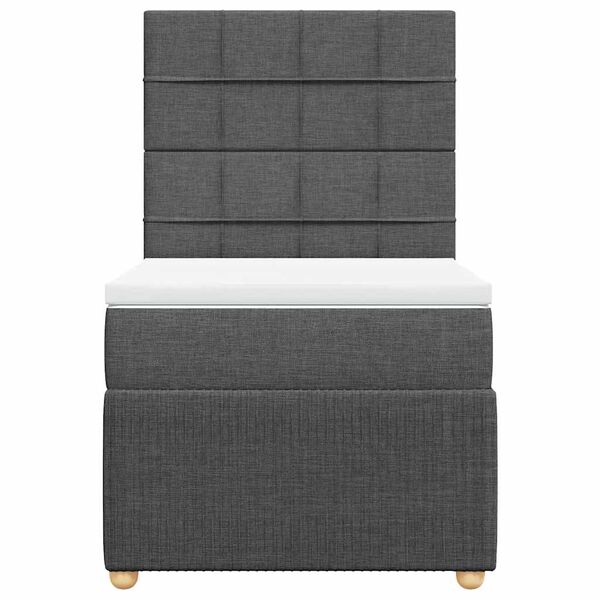 vidaXL Sommier &agrave; lattes de lit avec matelas Gris fonc&eacute; 80x200 cm Tissu
