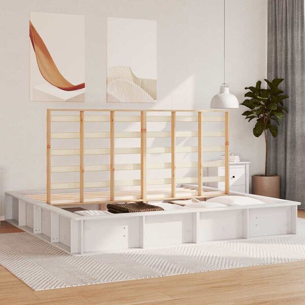 vidaXL Cadre de lit Blanc 180 x 200 cm Bois de pin massif