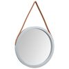 vidaXL Miroir mural avec sangle Argent&eacute; &Oslash; 45 cm