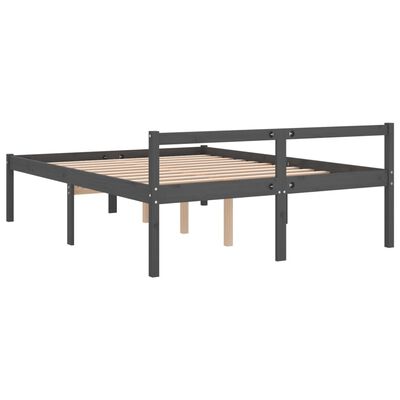 vidaXL Lit pour personne âgée gris 140x190 cm bois massif de pin