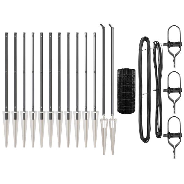 vidaXL Cl&ocirc;ture avec poteau Gris 1 x 25 m Acier et PVC