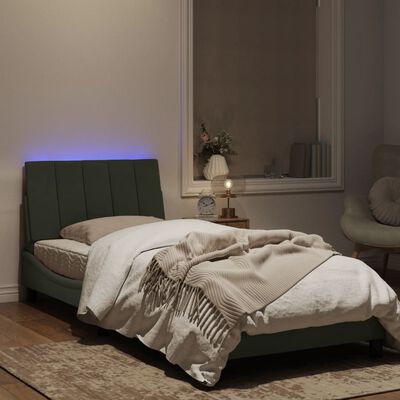 vidaXL Cadre de lit avec lumières LED gris clair 90x190 cm velours
