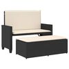 vidaXL Banc de jardin avec coussins et repose-pied noir r&eacute;sine tress&eacute;e