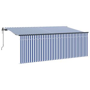 vidaXL Auvent r&eacute;tractable Bleu et Blanc 350 x 200 cm