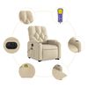 vidaXL Fauteuil inclinable de massage &eacute;lectrique Cr&egrave;me Tissu