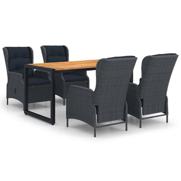 vidaXL Ensemble &agrave; manger de jardin 5 pcs gris fonc&eacute;