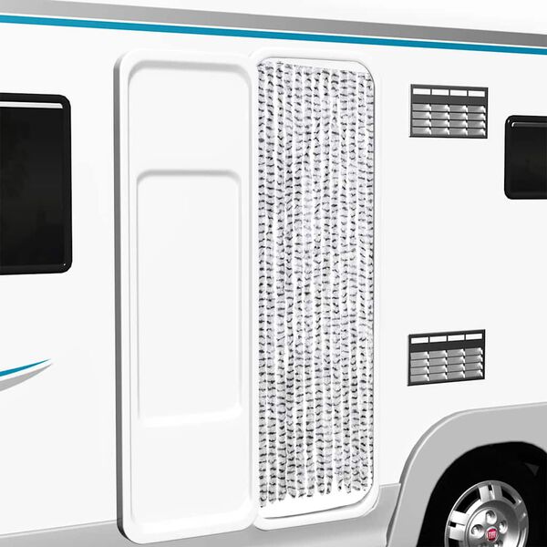 vidaXL Rideau anti-mouches gris clair et gris foncé 56x200 cm chenille