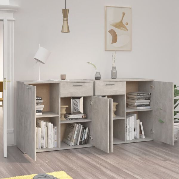 vidaXL Buffet Gris béton 160x36x75 cm Bois d'ingénierie