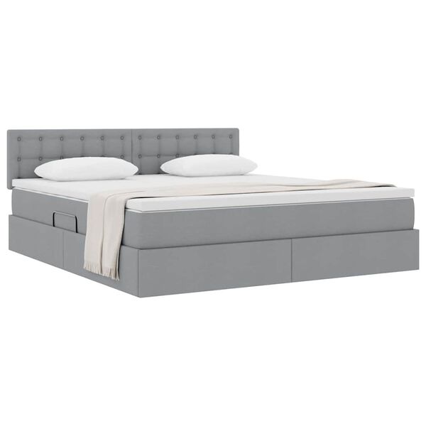 vidaXL Lit avec rangement et matelas Gris clair 180 x 200 cm