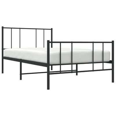 vidaXL Cadre de lit métal sans matelas avec pied de lit noir 90x190 cm