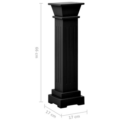 vidaXL Support pilier classique carré pour plantes Noir 17x17x66cm MDF