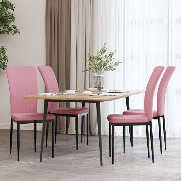 vidaXL Chaises &agrave; manger lot de 4 Rose Velours