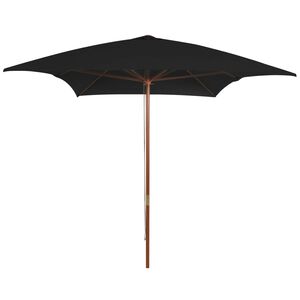 vidaXL Parasol de jardin avec m&acirc;t en bois noir 200x300 cm