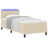 vidaXL Lit &agrave; ressorts avec matelas avec LED Cr&egrave;me 90 x 200 cm tissu