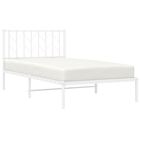 vidaXL Cadre de lit m&eacute;tal sans matelas et t&ecirc;te de lit blanc 100x200 cm