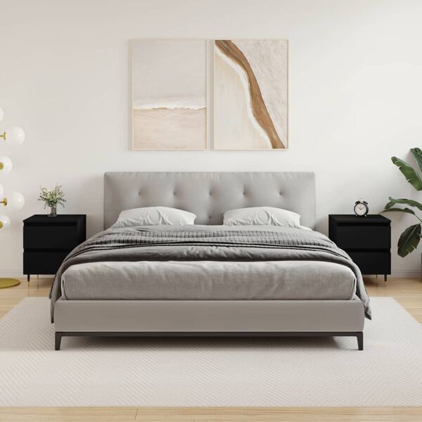 vidaXL Tables de chevet 2 pcs noir 40x35x50 cm bois d’ingénierie