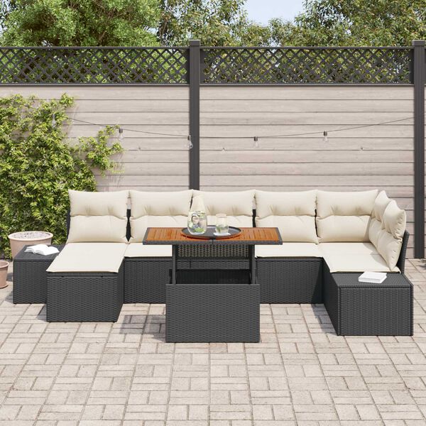 vidaXL Ensemble de canap&eacute; de jardin 8 pcs Noir Poly rotin