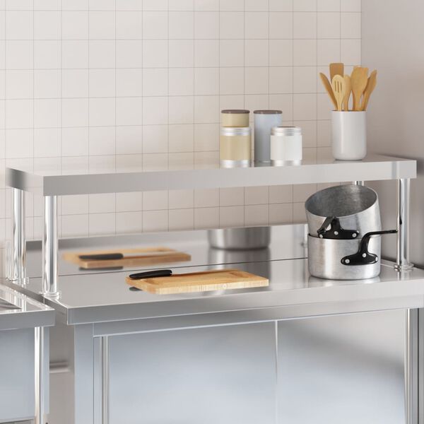 vidaXL Étagère de table de travail 110x30x35 cm inox