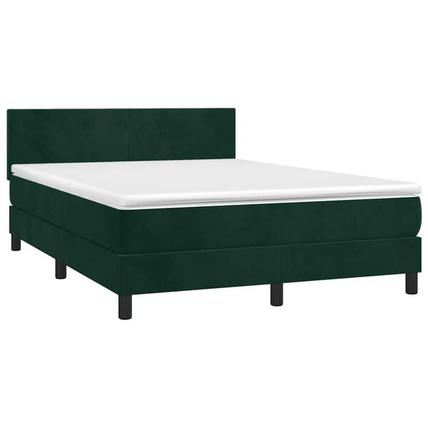 vidaXL Sommier &agrave; lattes de lit et matelas Vert fonc&eacute; 140x190cm Velours