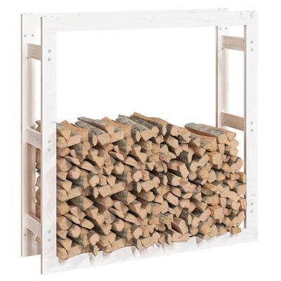 vidaXL Support pour bois de chauffage Blanc 100x25x100 cm Bois de pin