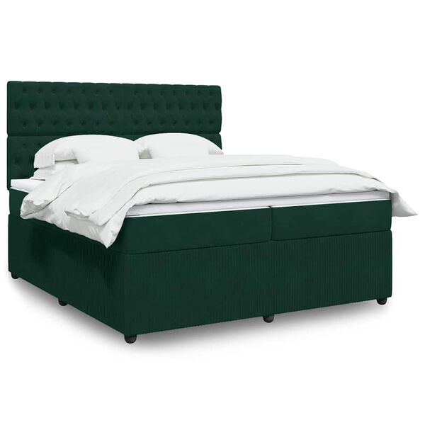 vidaXL Sommier &agrave; lattes de lit et matelas Vert fonc&eacute; 200x200cm Velours