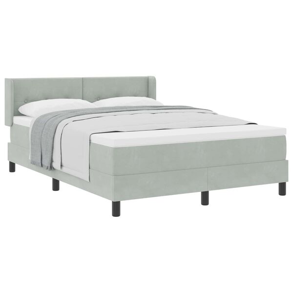 vidaXL Lit &agrave; ressorts avec matelas Gris clair 200 x 140 cm Polyester