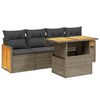 vidaXL Salon de jardin 5 pcs avec coussins gris r&eacute;sine tress&eacute;e