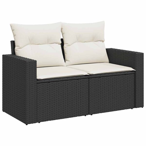 vidaXL Salon de jardin 8 pcs avec coussins noir r&eacute;sine tress&eacute;e