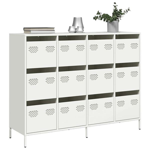 vidaXL Buffet blanc 135x39x103,5 cm acier laminé à froid