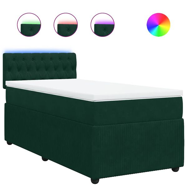 vidaXL Sommier &agrave; lattes de lit avec matelas Vert fonc&eacute; 90x190 cm