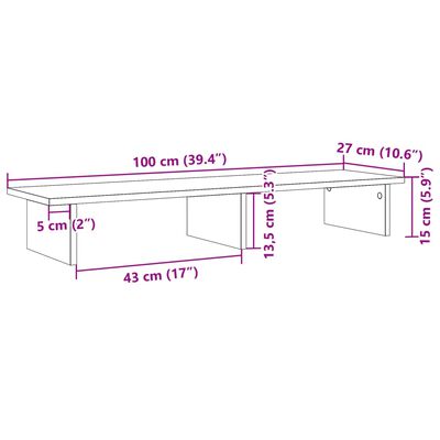 vidaXL Support de moniteur chêne marron 100x27x15 cm bois d'ingénierie