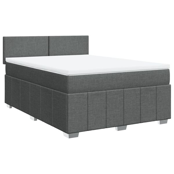 vidaXL Sommier &agrave; lattes de lit avec matelas Gris fonc&eacute; 140x200cm Tissu