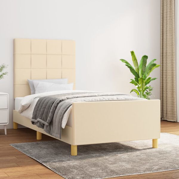 vidaXL Cadre de lit sans matelas cr&egrave;me 100x200 cm tissu