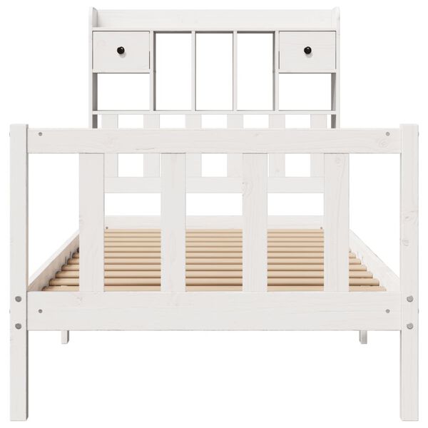 vidaXL Lit bibliothèque sans matelas blanc 90x190cm bois de pin massif
