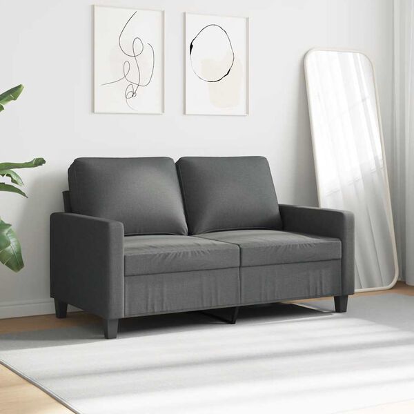 vidaXL Canap&eacute; &agrave; 2 places Gris fonc&eacute; 120 cm Tissu