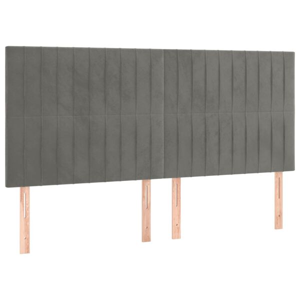 vidaXL T&ecirc;te de lit &agrave; LED Gris clair 180x5x118/128 cm Velours